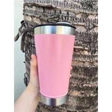 Imagem de Copo Térmico com Tampa E Abridor 473ml Cerveja Café Inox Beer Cup Gelada Quente Caneca (ROSA)