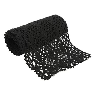 Imagem de Cryfokt Fita de Renda Decorativa Requintada de 5 Jardas para Roupas, Cortina Diy, Costura, Festa de Aniversário de Casamento, Renda Artesanal para Costura, Rendas Elásticas Material: Fio de Algodão (Preto)