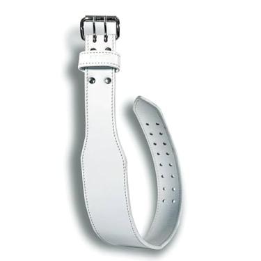 Imagem de Cinto GOB Godfather of Bodybuilding de couro branco para levantamento de peso – Cinto de ginástica feminino e masculino para levantamento de peso, levantamento terra, agachamento e levantamento de