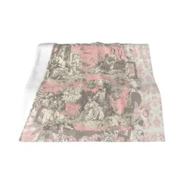 Imagem de Cobertor De Fleece Floral Preto E Branco Toile De Jouy, Macio E Quente
