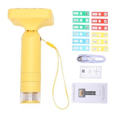 Imagem de Luocute Microscópio Digital para Crianças, Microscópio Portátil Portátil Com Ampliação de 50X-1000X Com Câmera 1080P, Tela IPS de 2 Polegadas, 12 Slides, Luzes LED (W2 Amarelo Sem Cartão MicroSD)