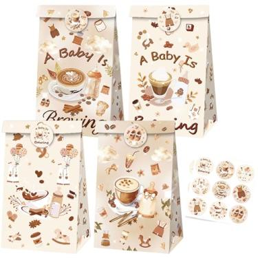 Imagem de JeVenis Sacos de lembrancinha de festa para decoração de chá de bebê, café, sacolas de doces, suprimentos de festa para bebê, revelação de gênero, lembrancinhas de festa, 12 peças