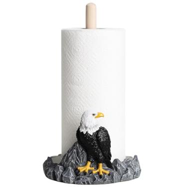 Imagem de Sizikato Suporte de toalha de papel de resina pesada para bancada, águia careca e estátuas de recife
