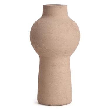Imagem de Vaso grande de terracota branca para decoração de casa, vaso de piso boho moderno, vaso de cerâmica branca fosca para sala de estar, mesa de jantar, entrada (vaso médio de terracota)