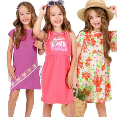 Imagem de Kit com 4 Vestidos Infantil de Verão Menina 1 ao 10 anos Barato - Shop