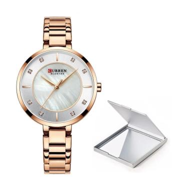 Imagem de Relógio Feminino De Pulso Luxo Curren Dourado Rose + Espelho-Feminino