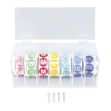 Imagem de Naroote Distribuidor de Etiquetas Transparentes, Dispensador de Rolo de Adesivos para Montagem Em Parede Com 7 Slots Com Etiquetas para Organização de Escritório Escolar Em Casa, Caixa