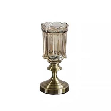 Imagem de URGDWEKJY Vaso Europeu Clássico Leve Luxo Vaso de Vidro Ornamentos Arranjo de Flores Mesa de Jantar Vaso Retro Decoração de Mesa Vasos de Flores (Médio)