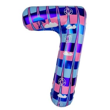 Imagem de Balão de videogame número 7 Pixel Gamer de 101 cm, bloco de nível para cima, decoração de festa de 7º aniversário, suprimentos para meninos