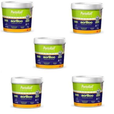 Imagem de Kit 5 Rejunte Acrilico Portokoll Premium 1KG Cinza Platina - Sika