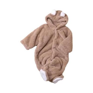 Imagem de Macacão De Manga Longa Com Estampa De Urso Para Bebês Meninos E Menina