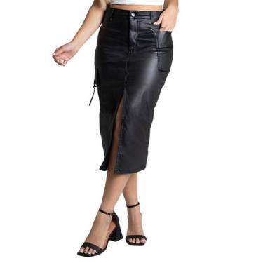 Imagem de Saia Midi Resinada Sawary - 277126 - 40, Preto, 40