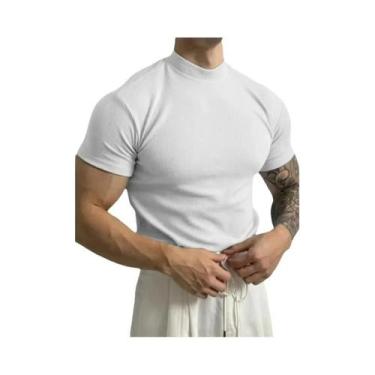 Imagem de Camiseta Masculina De Verão E Primavera, Confortável, De Gola Alta, Li