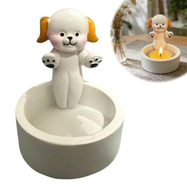 Imagem de Castiçais de resina Suporte de animal criativo, suporte de vela de coelho de desenho animado patas de aquecimento de gesso feito à mão para velas de luz de chá r decoração de casa dia dos namorados