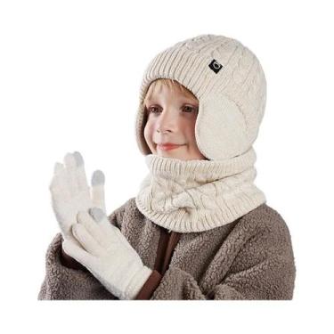 Imagem de Conjunto De Gorro, Cachecol E Luvas De Inverno Unissex Para Crianças, 