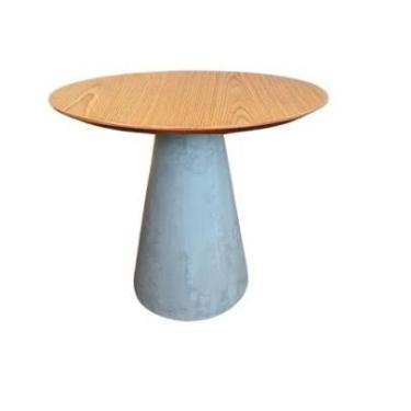 Imagem de Mesa Lateral Cone Cimento Rústico Tampo Freijó 41 cm - Personal Móveis