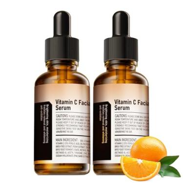 Imagem de Pacote com 2 sérum facial de vitamina C com vitamina C, ácido hialurônico, vitamina E, sérum para opacidade, pele equilibrada, área dos olhos, linhas finas e rugas, 60 ml