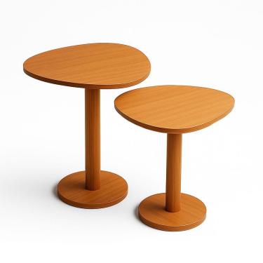 Imagem de Kit 2 Mesas Laterais De Canto Monopé Com Tampo Orgânico Cor Mel