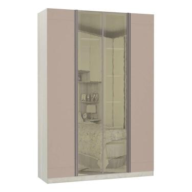 Imagem de Guarda Roupa Solteiro 4 Portas 3 Gavetas  Plus Com Vidro Reflecta 1,59 Cm Luciane Móveis