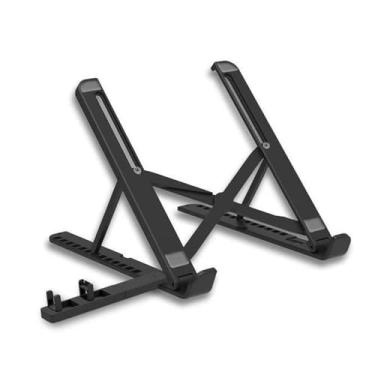 Imagem de Suporte dobrável para laptop com suporte de telefone – ajuste de 13 níveis, espesso e estável, altura ajustável para desktop, suporte de armazenamento de resfriamento portátil para computadores e