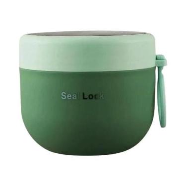 Imagem de Marmita De Aço Inoxidável 600ML Segura Para Micro-ondas Com Tampa, Rec