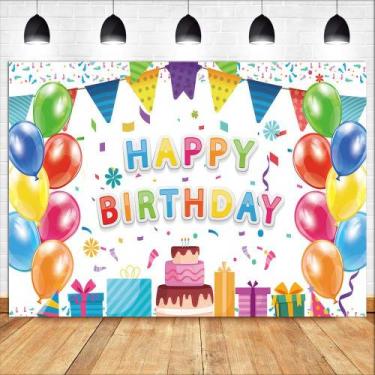 Imagem de Tapeçaria para pendurar na parede, festa de aniversário, balões colori