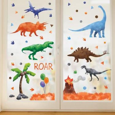 Imagem de Adesivos de parede Aquarela Dinosaur Cartoon PVC 30x90cm 2 folhas - yi