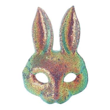Imagem de Sequin Bunny Mask Glitter Animal Máscara de meia face para carnaval - 