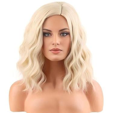 Imagem de Peruca de cosplay elegante, loira ondulada, sintética para todas as id