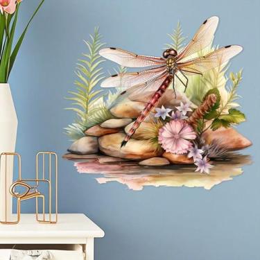 Imagem de Adesivos de parede Dragonfly with Flowers Nature Scene 27x29,5 cm - yi