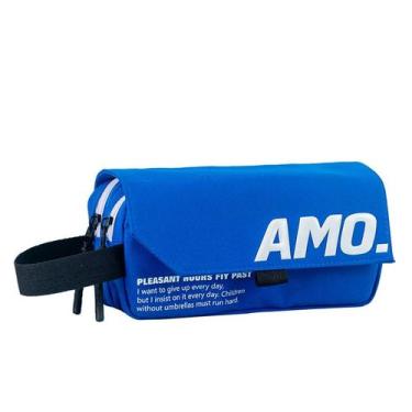 Imagem de Estojo para lápis Cool Minimalist de grande capacidade em tela azul - 