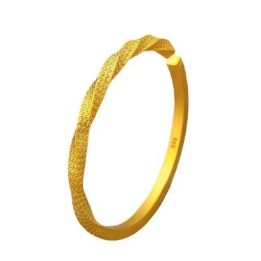 Imagem de Pulseira banhada a ouro para mulheres com punho aberto torcido 23g - y