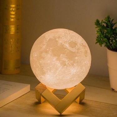 Imagem de Lâmpada da lua, luz noturna, luz da lua, carregamento USB e controle d