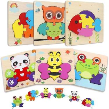 Imagem de Quebra-cabeças de madeira para crianças pequenas, quebra-cabeça de ani