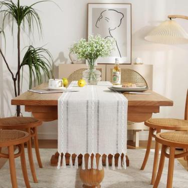 Imagem de Table Runner Wracra Rustic Hemstitch Linen 275 cm com borlas