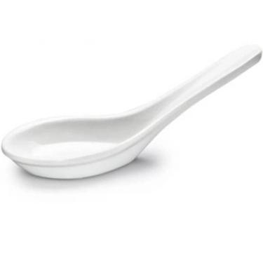 Imagem de Colher de Sopa Chinesa Comida Asiática Melamina Branca 10ml Alça Longa Haus Concept
