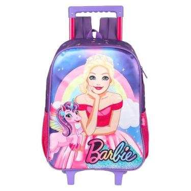 Imagem de Mochila De Rodinhas 2 em 1 Escolar Infantil Barbie Desenho, Violeta