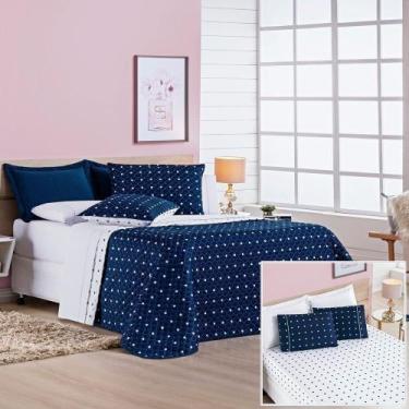 Imagem de Cobre Leito + Jogo de Cama 200 Fios Petit Poá Queen 06 Peças 100% Poli