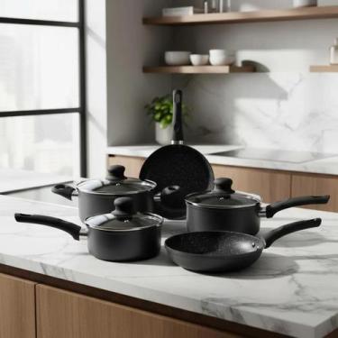 Imagem de Conjunto mta serena 5 pcs com tampa de vidro revestimento antiaderente