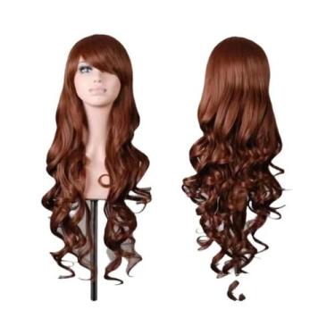 Imagem de Peruca Colorida Para Cosplay Feminino, Cabelo Longo Com Ondas Grandes,