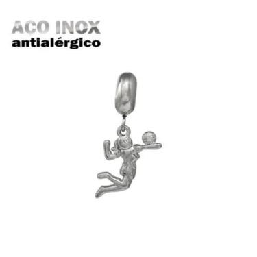 Imagem de Pingente Jogadora de Volei em Aço Inox Antialérgico Pulseiras Berloque