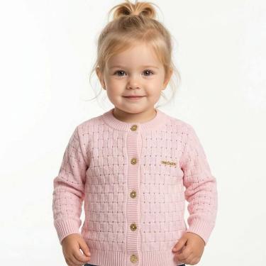 Imagem de Casaco Transpassado Tricô Kids Rosa Claro