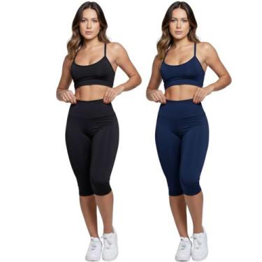 Imagem de KIT 2 Conjunto Top Alça Fina Bermuda Ciclista Bella Fiore Roupa Para A