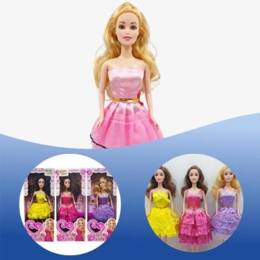 Imagem de Brinquedo Linda Boneca Plástico Vestido Cores Sortidas - JMD Toys