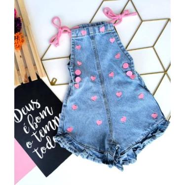 Imagem de Macaquinho/Jardineira/Salopete jeans infantil menina - Pirulitando Mod