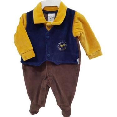 Imagem de Macacão Longo Bebê Menino Inverno Chuquinha Baby Ref 7205, Marrom, RN 