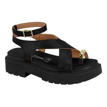 Imagem de Sandália Vizzano Feminina Papete Flatform preto confortável, Preto, 35