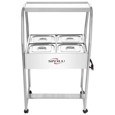 Imagem de Buffet Térmico SPL501 4 Cubas Inox 2500W com Termostato e Rodízios 220V Spolu