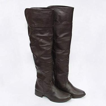 Imagem de bota feminina, estilo montaria em legitimo couro bovino, forrada em tecido espumado modelo 205 cla (38, 206 N.Mestiço Café)