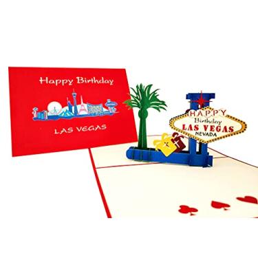 Imagem de iGifts And Cards Cartão de felicitações 3D Pop Up Las Vegas Capa Vermelha de Feliz Aniversário - Divertido, Ocasião Especial, Parabéns, Celebração, Feliz Cumpleaños, Melhor Amigo, Bonito, Sin City, Famoso, Único